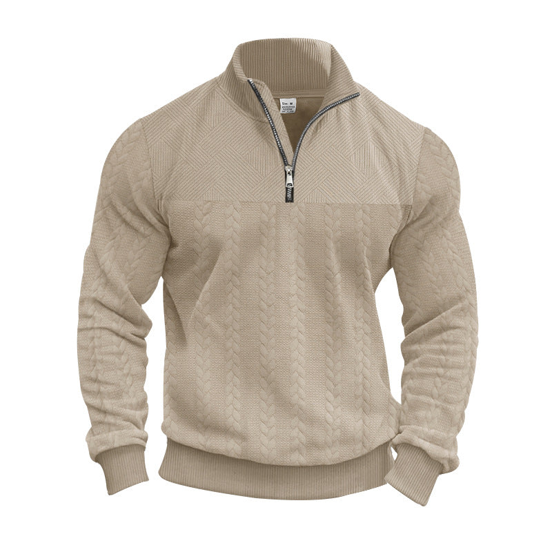 Men's knitted pullover with zipper and modern cable design Lisslune