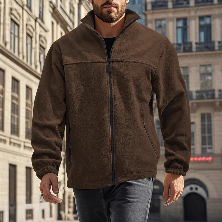 Men's fleece jacket with practical pockets and stand-up collar Lisslune