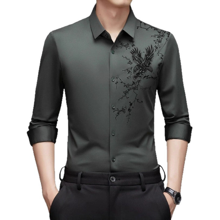 Men's long-sleeve shirt with elaborate embroidery design Lisslune