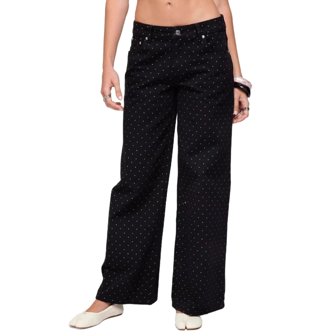 Damen weite Denim-Jeans mit Polka-Dots Lisslune
