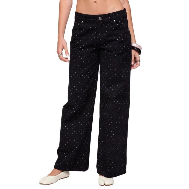 Damen weite Denim-Jeans mit Polka-Dots Lisslune