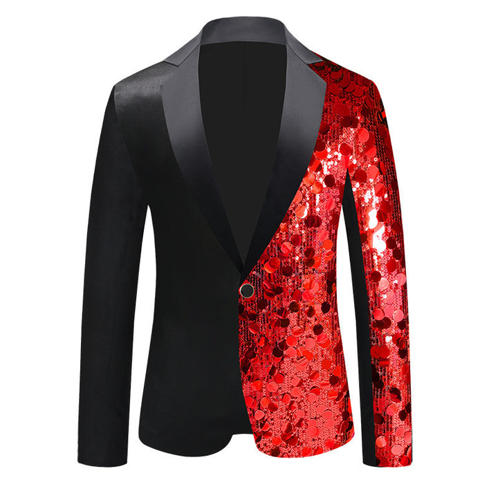 Men's Glittering Tuxedo Blazer with Asymmetric Design Lisslune