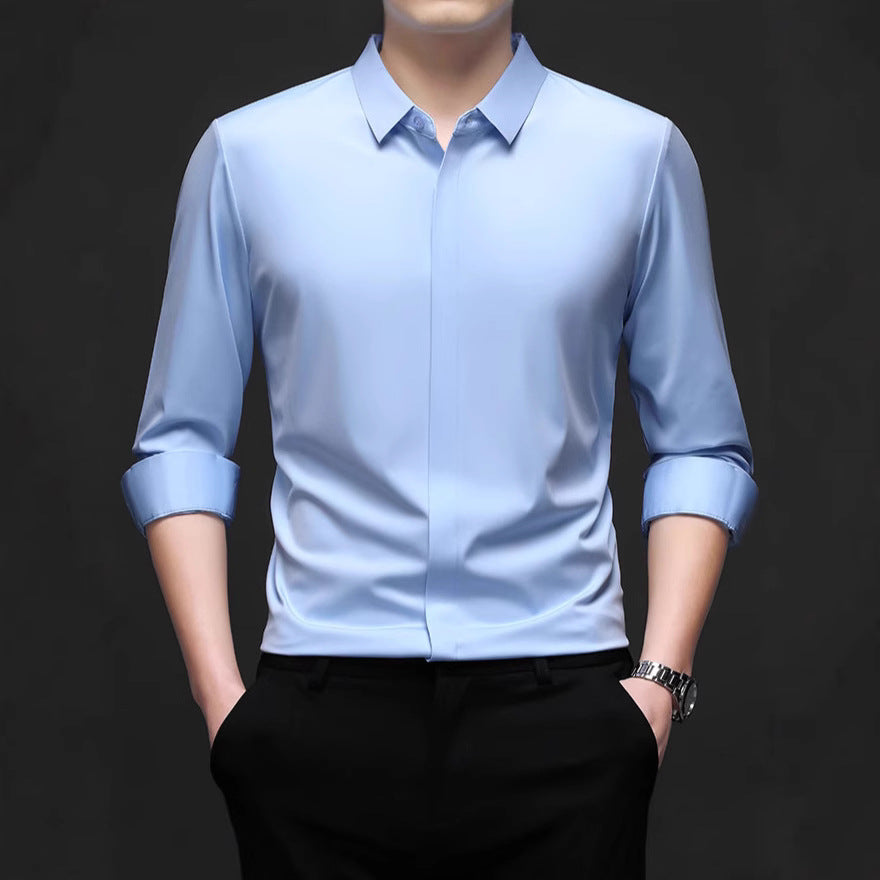 Men's Elegant Long Sleeve Shirt with Modern Cut and Breathable Surface Lisslune