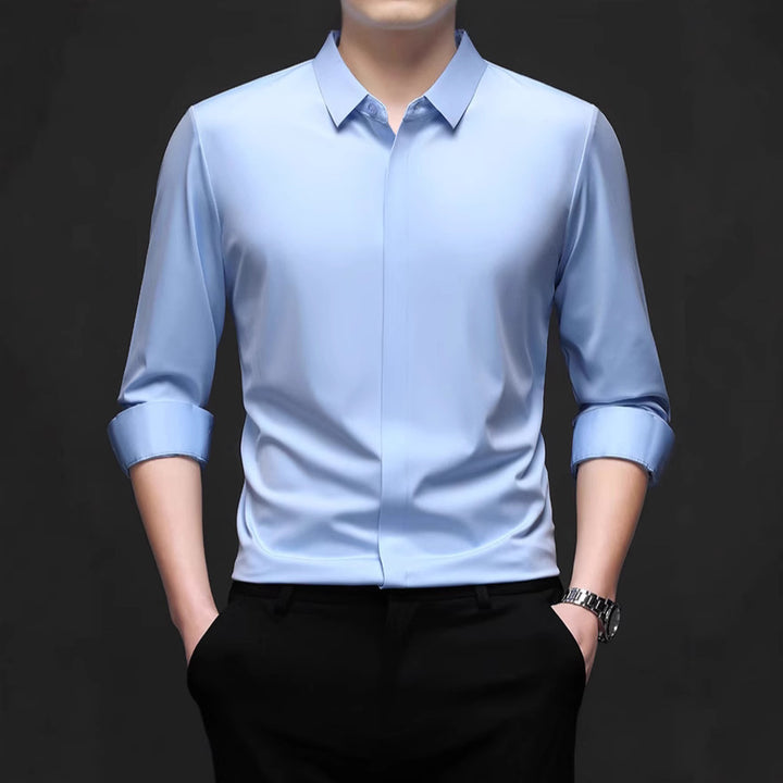 Men's Elegant Long Sleeve Shirt with Modern Cut and Breathable Surface Lisslune