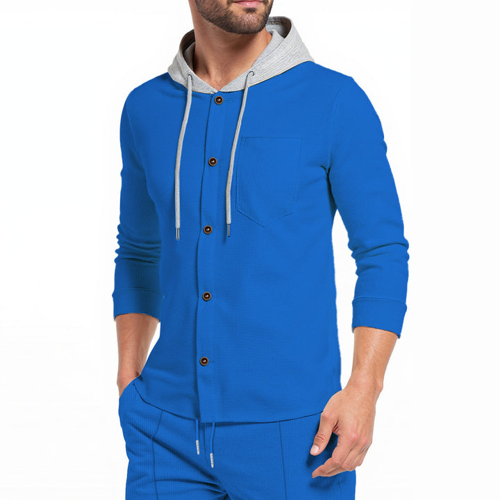 Men's stylish hoodie shirt with button placket and practical chest pocket Lisslune