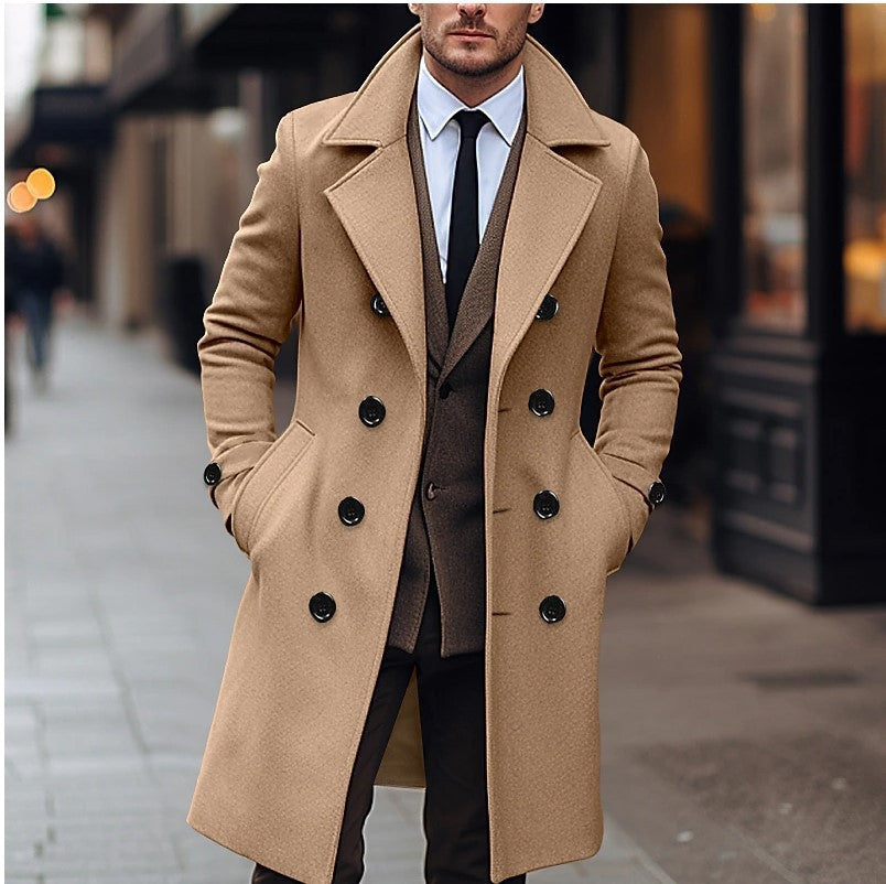 Men's double-breasted wool coat with classic cut and elegant details Lisslune