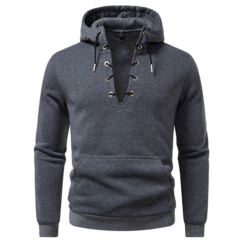 Men's hoodie with fashionable lacing design Lisslune