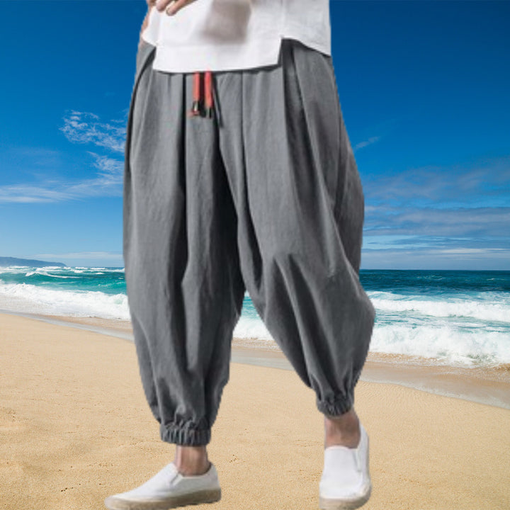 Men's loose casual pants with elastic waistband and practical pockets Lisslune