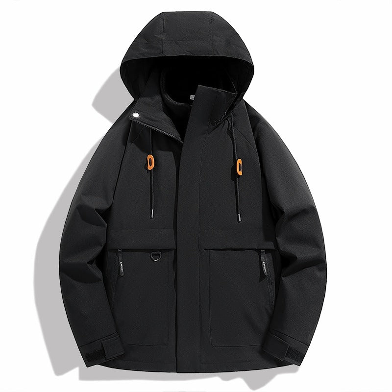 Men's weatherproof outdoor jacket with adjustable hood and practical pockets Lisslune