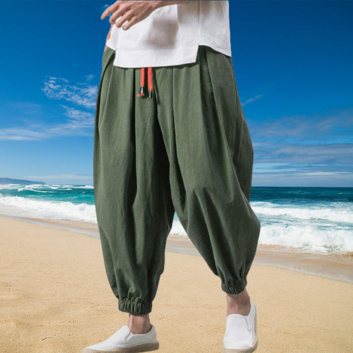 Men's loose casual pants with elastic waistband and practical pockets Lisslune