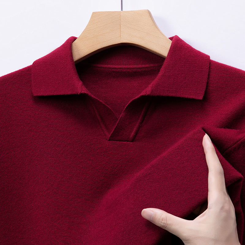 Men's Elegant Sweater with Fine V-Neck and Textured Design Lisslune
