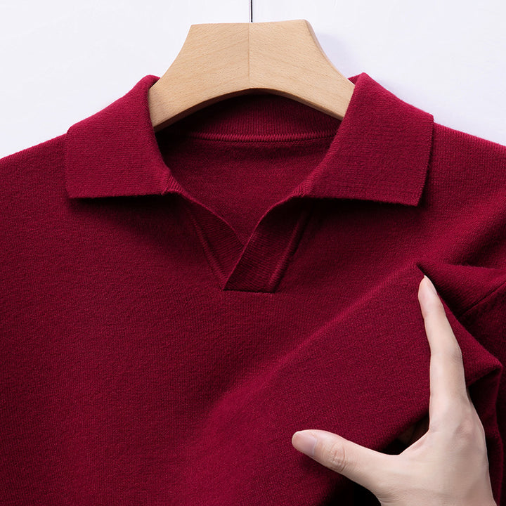 Men's Elegant Sweater with Fine V-Neck and Textured Design Lisslune