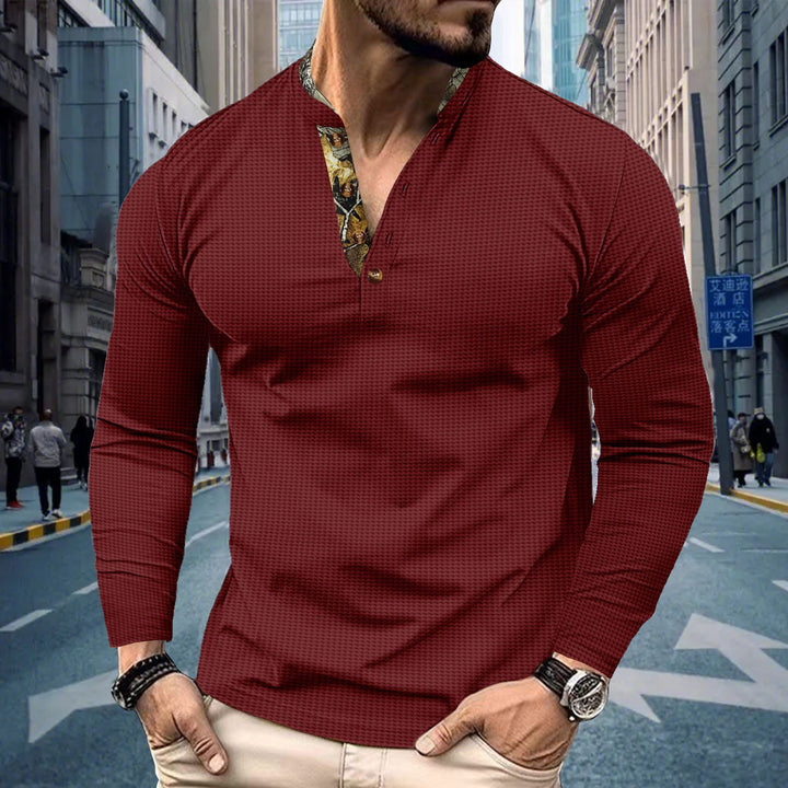 Men's elegant long sleeve shirt with fashionable stand-up collar and unique patterns Lisslune