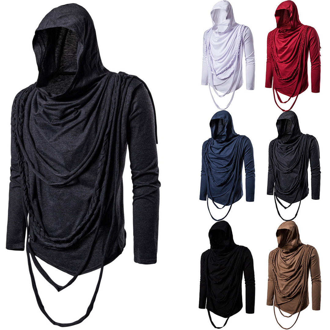 Men's asymmetrical hoodie shirt with decorative details Lisslune