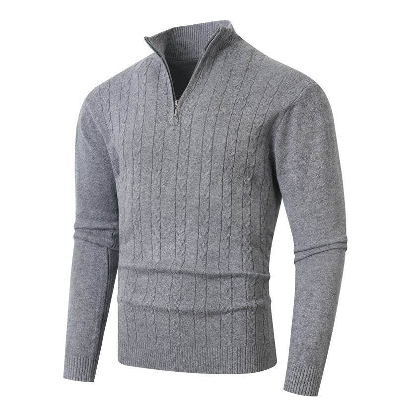 Men's knitted sweater with half zip and textured design Lisslune
