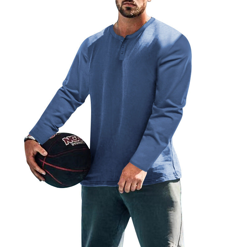 Men's long-sleeve sports top with button placket and breathable properties Lisslune