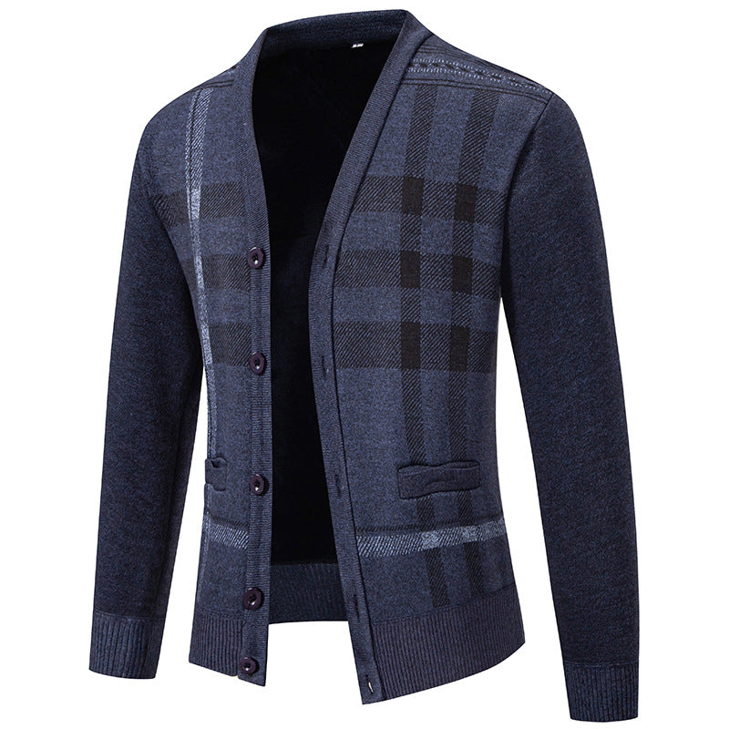 Men's cardigan with fashionable check pattern and practical buttons Lisslune