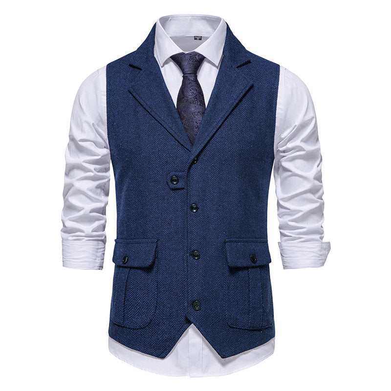 Men's suit vest in modern herringbone design with practical pockets Lisslune