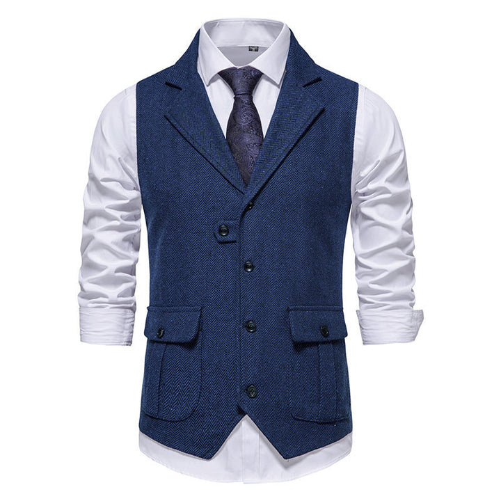 Men's suit vest in modern herringbone design with practical pockets Lisslune