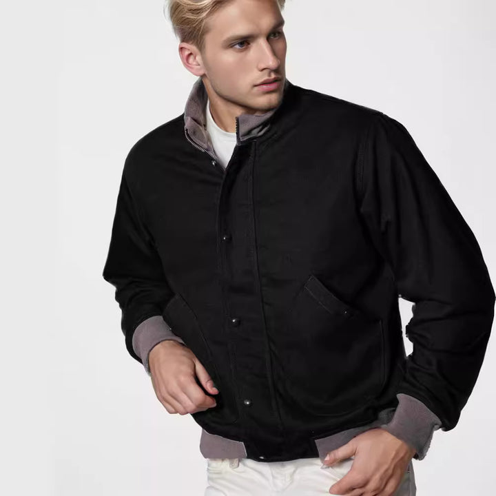 Men's casual transitional jacket with high collar and practical pockets Lisslune