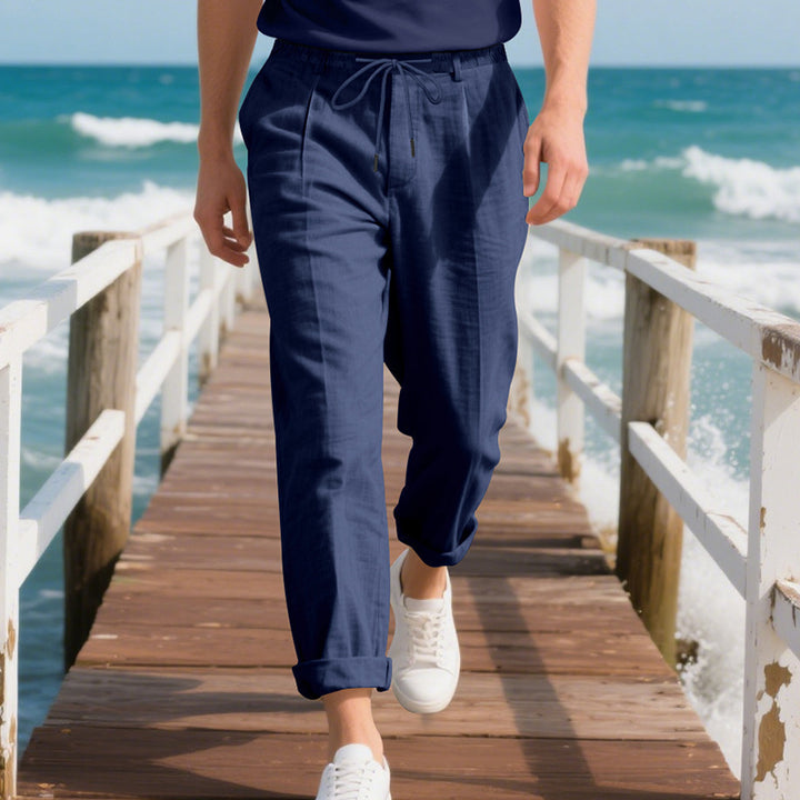 Men's Lightweight Casual Pants with Elastic Waistband and Side Drawstring Lisslune
