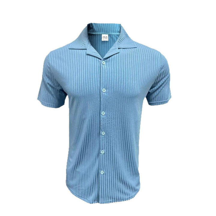 Men's Short Sleeve Shirt with Fine Ribbed Design Lisslune