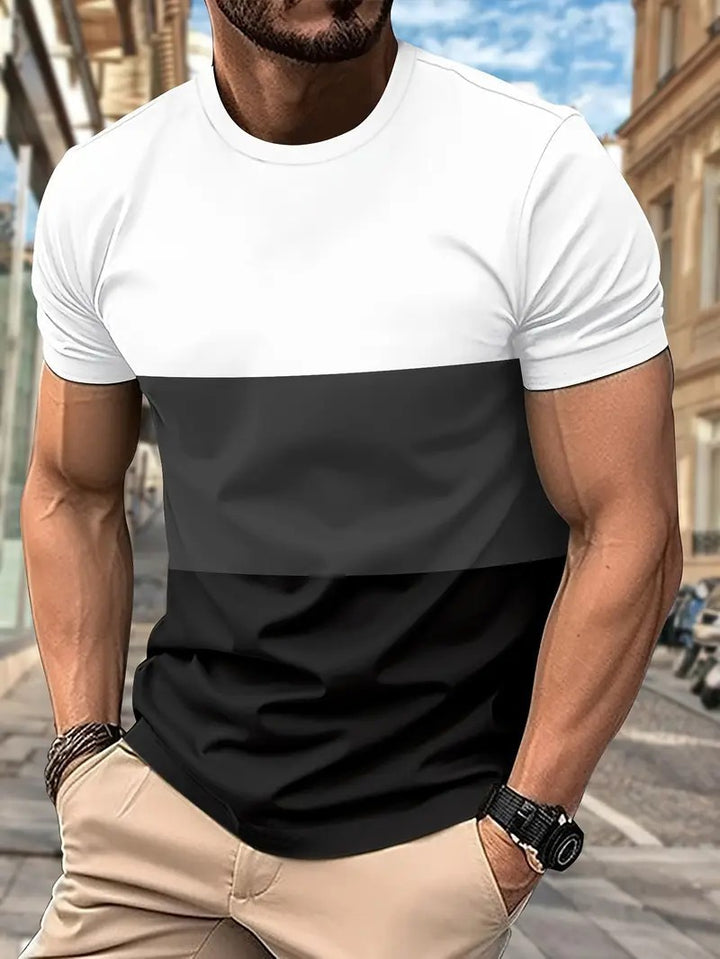 Men's T-shirt with modern color block design and round neckline Lisslune