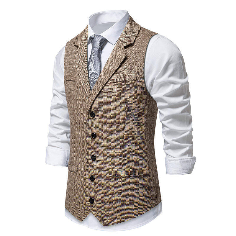 Men's suit vest in elegant herringbone pattern with practical pockets Lisslune