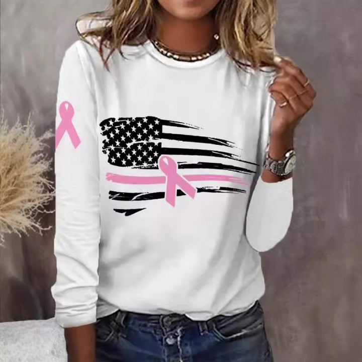 Women's casual T-shirt with creative flag and bow design Lisslune