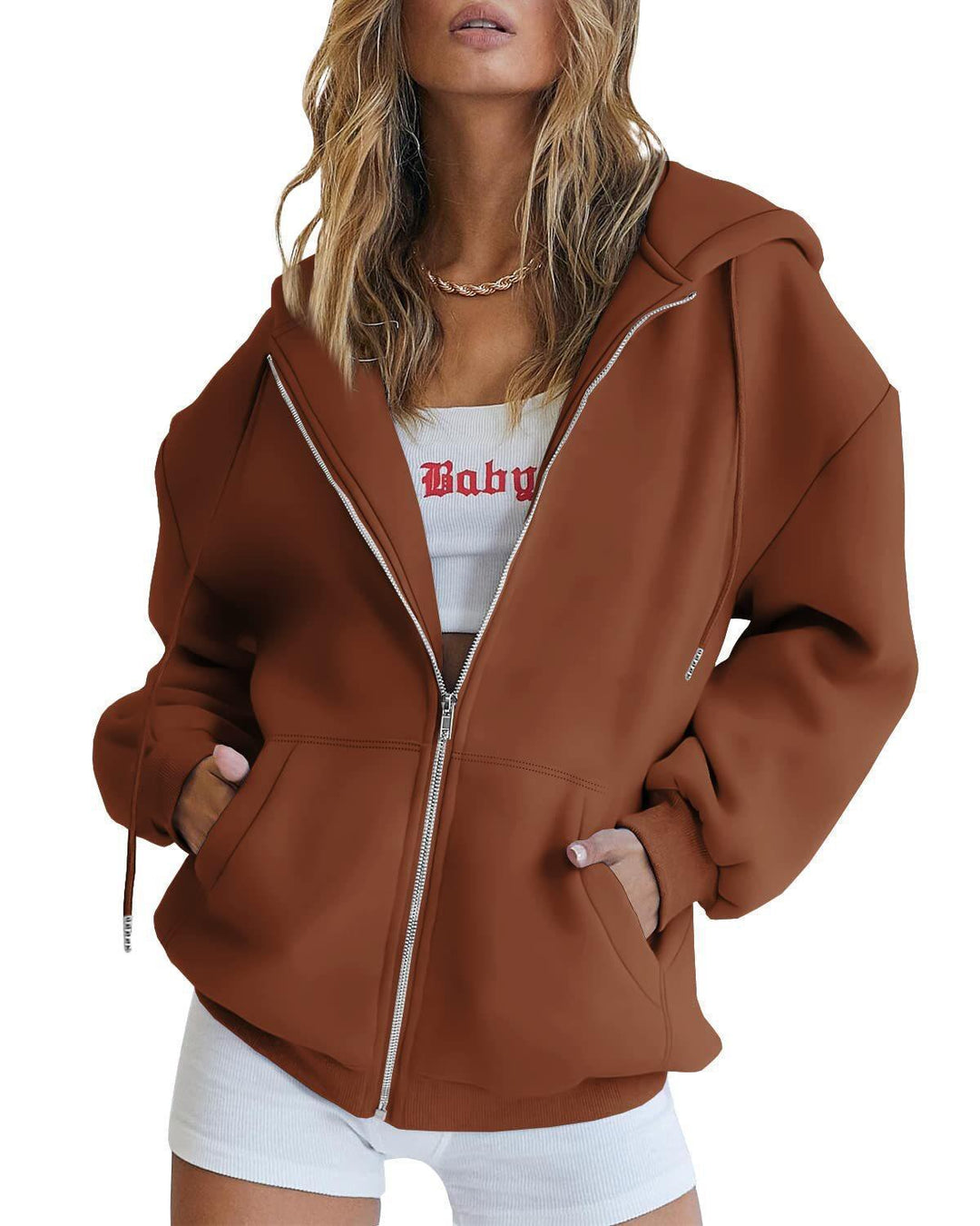 Women's Oversized Hooded Jacket with Zipper Lisslune