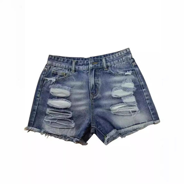 Damen trendige Destroyed Denim-Shorts mit ausgefransten Säumen und modischen Rissdetails Lisslune