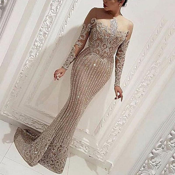 Women's elegant evening dress with glittering sequins and slim fit Lisslune