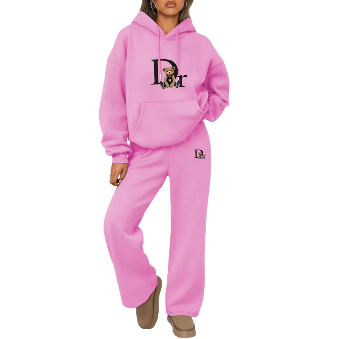 Women's casual hoodie suit with a charming bear motif and comfortable fit Lisslune
