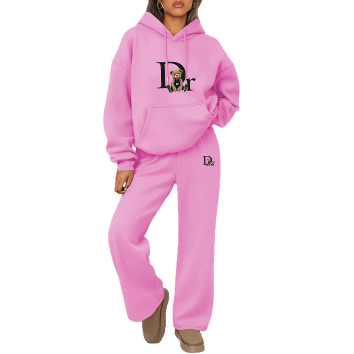 Women's casual hoodie suit with a charming bear motif and comfortable fit Lisslune