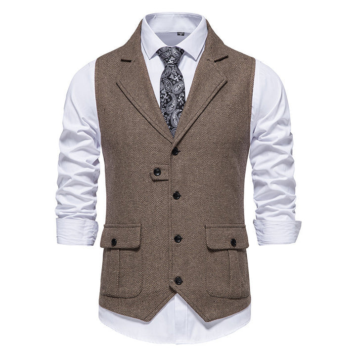 Men's suit vest in modern herringbone design with practical pockets Lisslune
