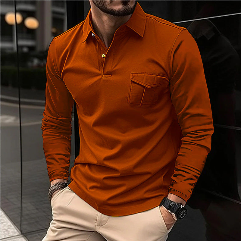 Men's casual long sleeve shirt with practical chest pocket Lisslune