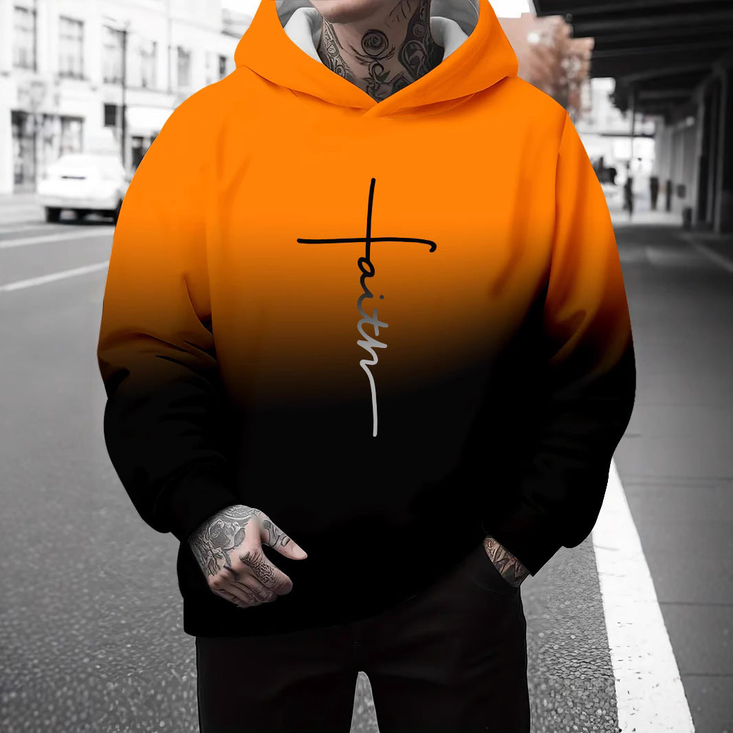 Men's hoodie with subtle gradient look and inspiring lettering Lisslune