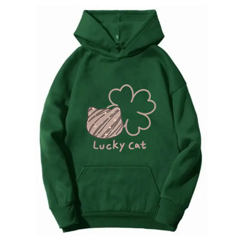 Women's hoodie with creative cat design and lucky motif Lisslune