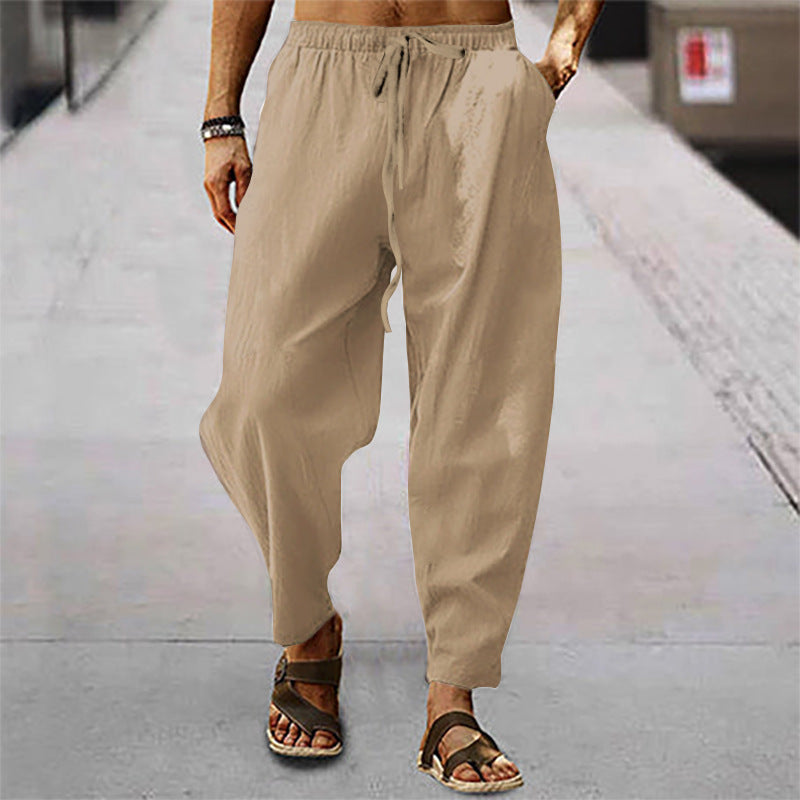 Men's lightweight and comfortable leisure pants with elastic waistband Lisslune
