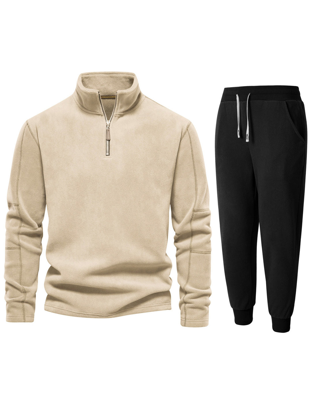 Men's fleece loungewear set with stand-up collar and long pants Lisslune