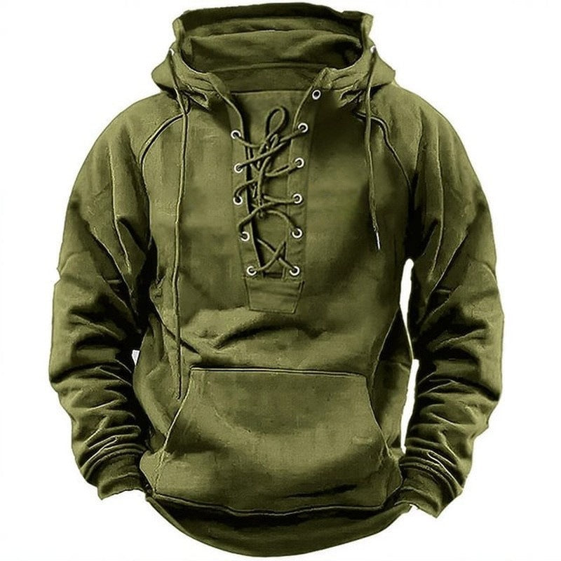 Men's hoodie with trendy lacing Lisslune