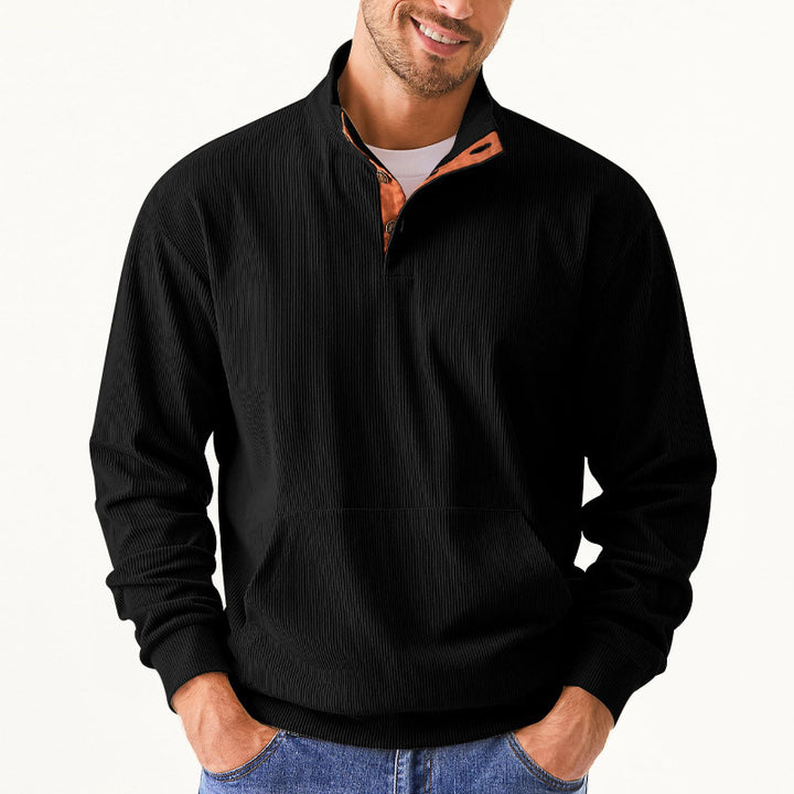 Men's cozy hoodie with fashionable synthetic leather details and high-quality cotton Lisslune