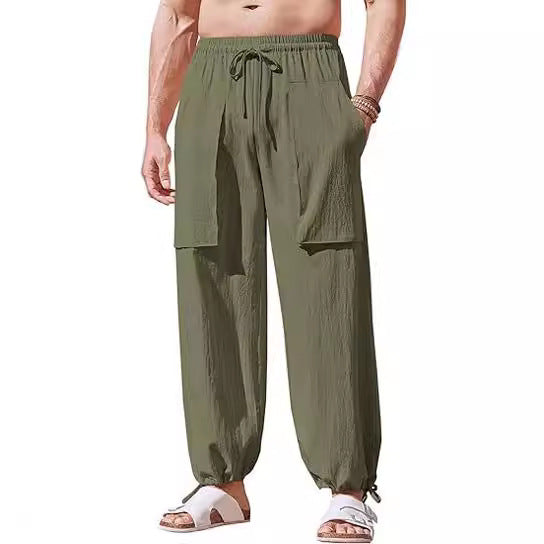 Men's loose summer pants with elastic waistband and pockets Lisslune