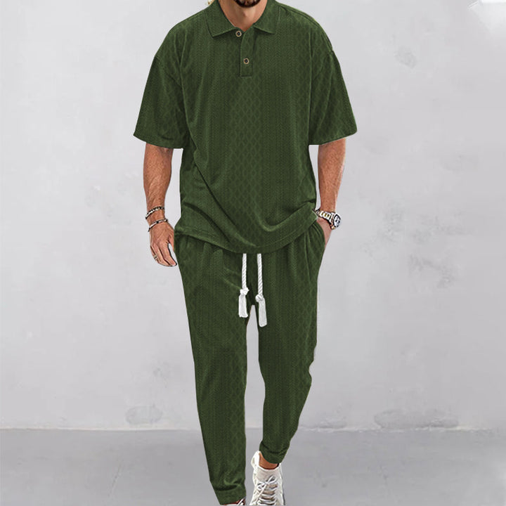 Men's Sporty Leisure Set with Structured Surface Lisslune