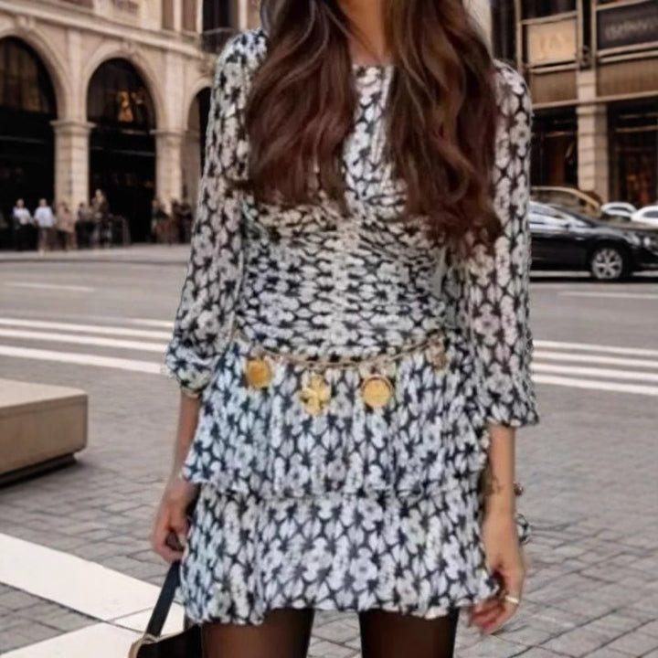 Ladies flowing summer dress with voluminous skirt and ruffle details Lisslune