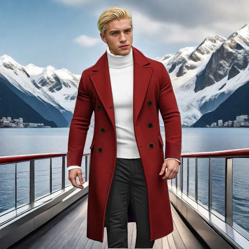 Men's elegant double-button coat with high collar Lisslune