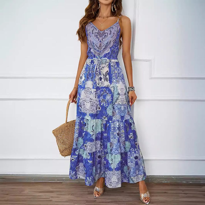 Women’s maxi dress with airy straps and floral pattern Lisslune