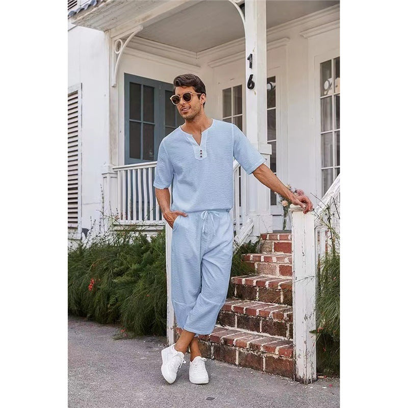 Men's Casual Tracksuit Set with Stylish Button Placket Design Lisslune
