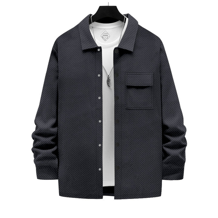 Men's fashionable overshirt jacket with textured surface and practical chest pocket Lisslune