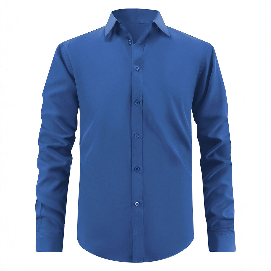 Men's stylish long-sleeve shirt with smooth texture and classic collar Lisslune